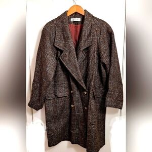 Imported Vintage Couture Stephen Marks Retro Wool Plaid Coat & Midi Pencil Skirt